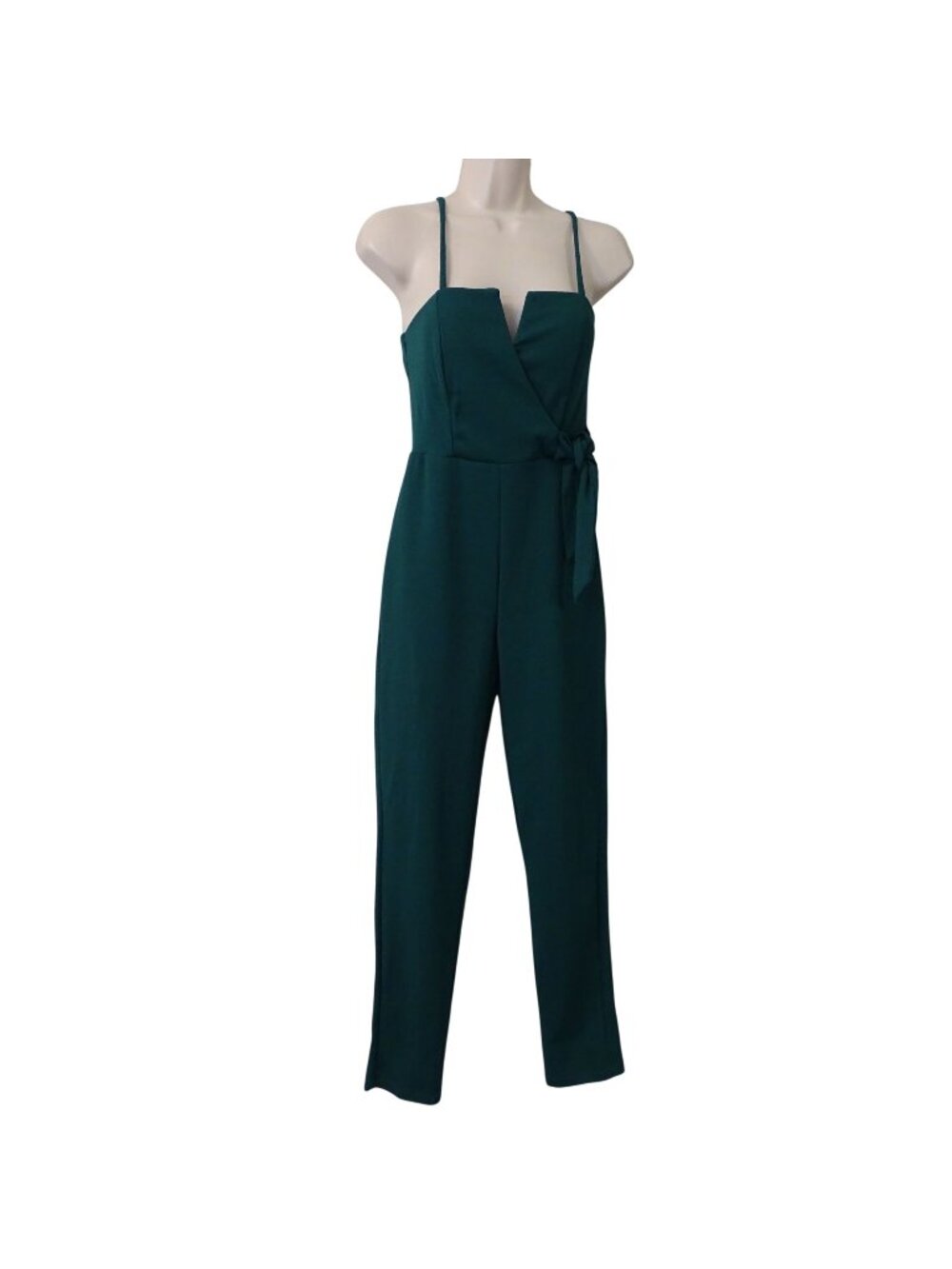 Max and Ash Green Sleeveless Jumpsuit Faux Wrap Tie Waist Women Size S Party